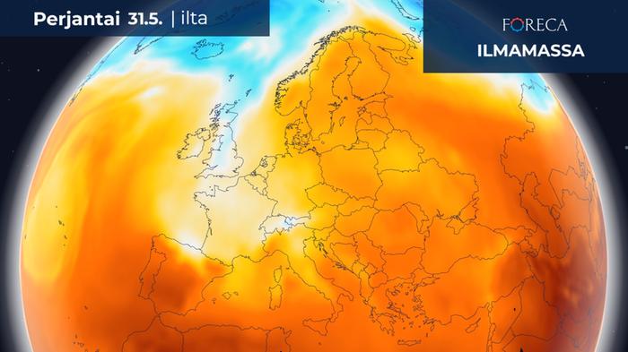 Ilmamassa on vielä viikonloppuna Suomessa hyvin lämmintä.