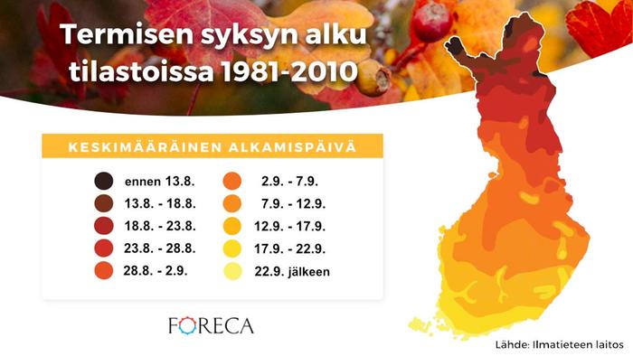 Termisen syksyn alku tilastoissa 1981-2010