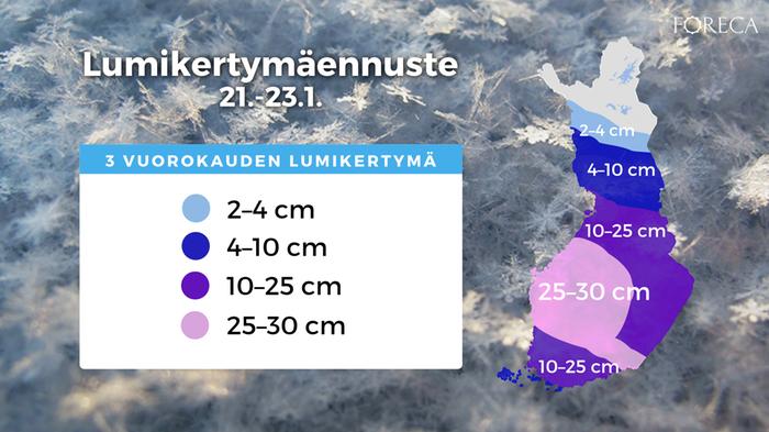 Kaksi lumipyryä vyöryy Suomeen: Tänne loppuviikolla jopa 25–30 senttimetriä  lunta – myös vesisateita kartoilla! Katso ennuste - Forecan sääuutiset ja  blogi 