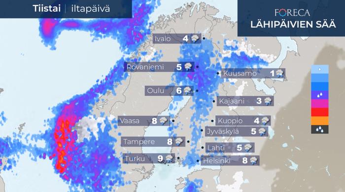 Ennuste tiistai-iltapäivälle 17.11.2020.