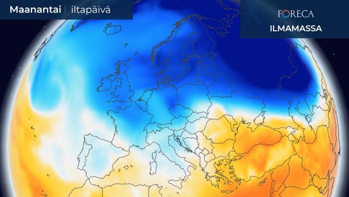 Kylmää ilmamassaa virtaa Eurooppaan Jäämereltä ja Siperiasta.