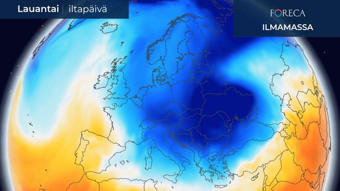Kylmää ilmamassaa leviää viikon edetessä myös kaakkoiseen Eurooppaan.