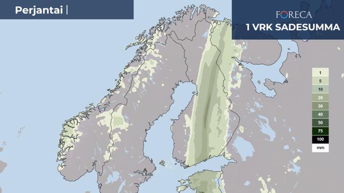 Sadekertymäennuste perjantaille 13.9.2024.