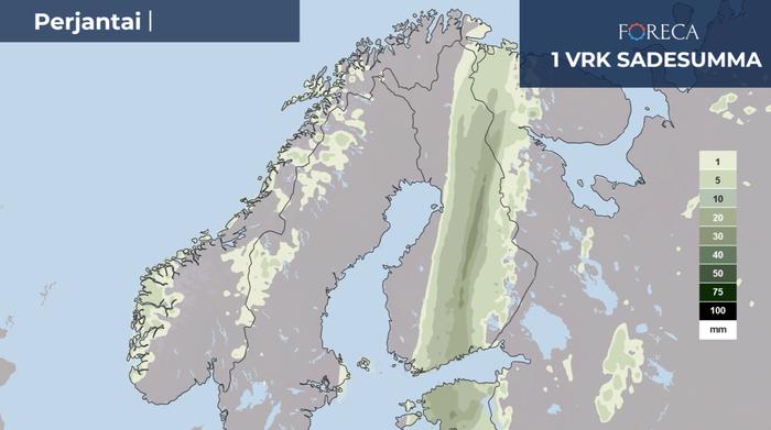 Sademääräennuste perjantaille 13.9.2024.