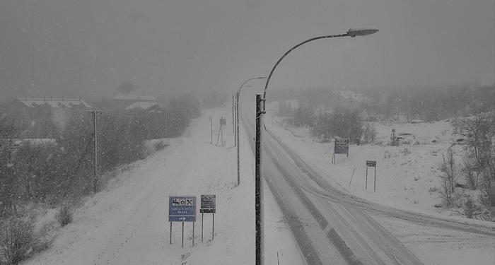 Kilpisjärvellä pyrytti lunta 11. lokakuuta 2024.