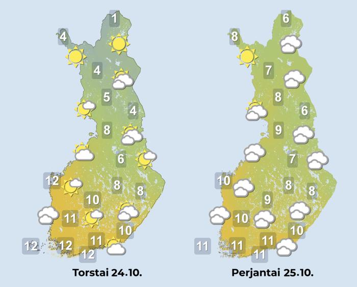 Ennuste iltapäiville 24.–25.10.2024.