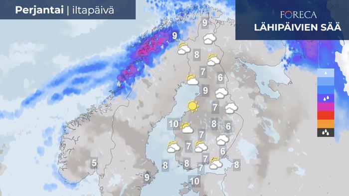 Ennuste iltapäivälle 8. marraskuuta 2024.