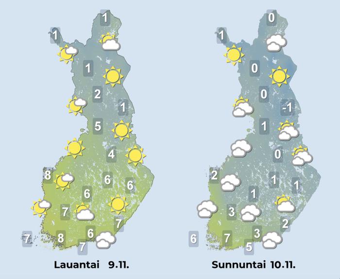 Ennuste iltapäiville 9.–10.11.2024.