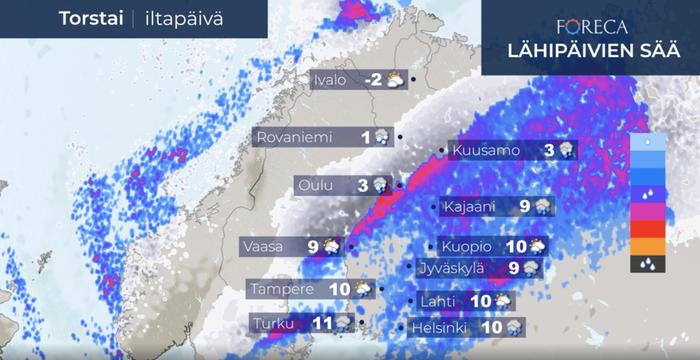 Lumisateet vaikeuttavat tänään ajokeliä maan pohjoisosassa ja illemmalla myös 