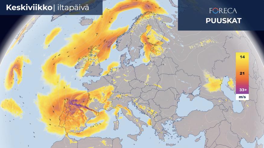 Hurrikaanin jäänteet rantautuvat Lounais- ja Länsi-Eurooppaan: Voimakkaita puuskia ja tulvavaara