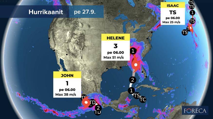 Floridaan iskee voimakas hurrikaani Helene – ”Myrskyvuoksi on hengenvaarallisen korkea”