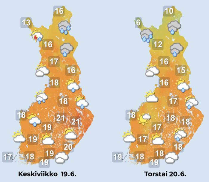 Sääennuste 19.–20.6.2024.