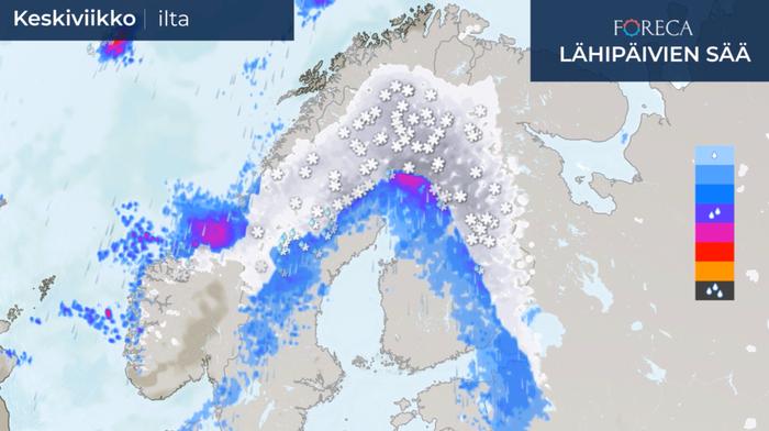 Keskiviikkona ja torstaina lumipyry ylittää Suomen