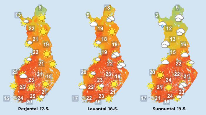 Lämmin sää jatkuu loppuviikon ajan.