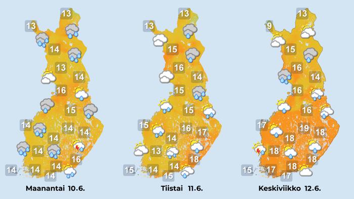 Ennuste iltapäiville 10.–12.6.2024.