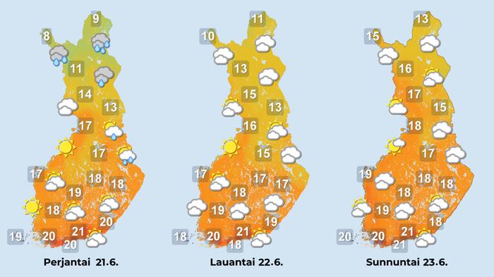 Ennuste iltapäiville 21.–23.6.2024.