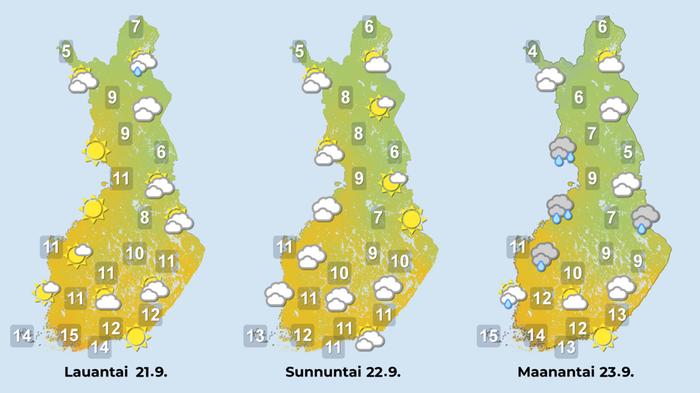 Ennuste iltapäiville 21.–23.9.2024.