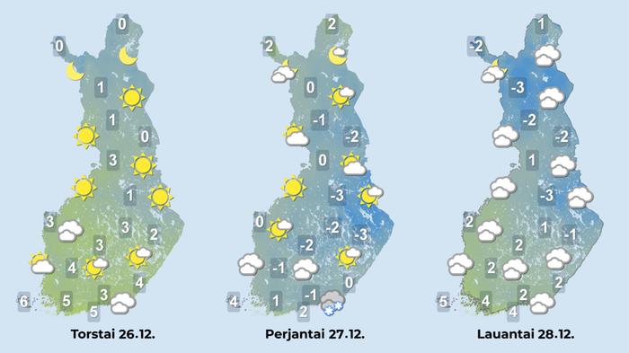 Ennuste iltapäiville 26.–28.12.2024.