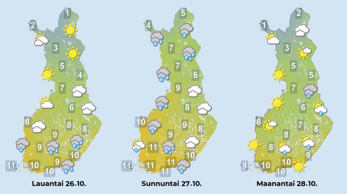 Ennuste iltapäiville 26.–28.10.2024.