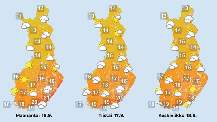 Ennuste iltapäiville 16.–18.9.2024.